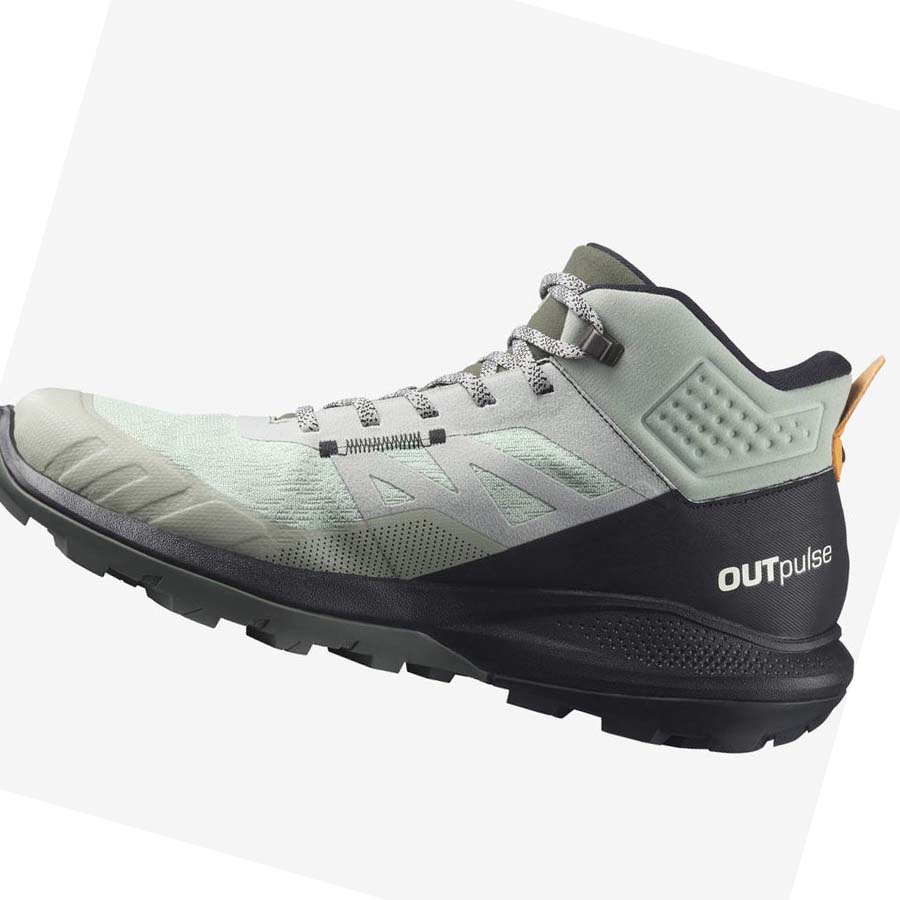 Salomon OUTPULSE MID GORE-TEX Erkek Yürüyüş Ayakkabısı Siyah Turkuaz | TR 3540EBC